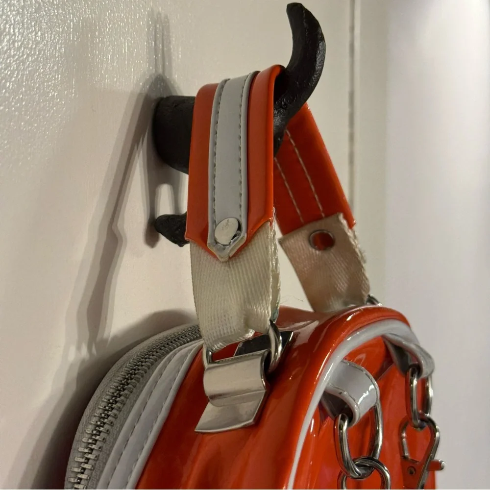 Teddy Fresh Glossy Orange and White Mini PVC Backpack